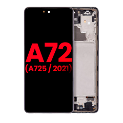 OLED Assembly With Frame Compatible For Samsung A72 (A725 / 2021) (6.36") (Aftermarket Plus) (Awesome Black)