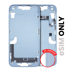 Mid-Frame Housing With Power And Volume Button Compatible For iPhone 14 Plus (US Version)  (Used OEM Pull: Grade B) (Blue)