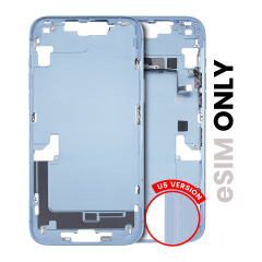 Mid-Frame Housing With Power And Volume Button Compatible For iPhone 14 Plus (US Version)  (Used OEM Pull: Grade C) (Blue)