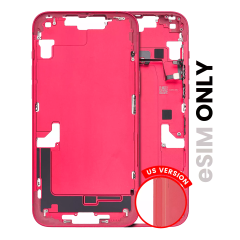 Mid-Frame Housing With Power And Volume Button Compatible For Iphone 14 Plus (US Version) (Used OEM Pull: Grade C) (Red)