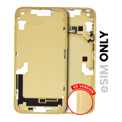 Mid-Frame Housing With Power And Volume Button Compatible For Iphone 14 Plus (US Version) (Used OEM Pull: Grade C) (Yellow)