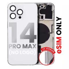 Back Housing W/ Small Pre-Installed Compatible For iPhone 14 Pro Max (U.S Version) (No Logo) (Aftermarket Plus) (Silver)