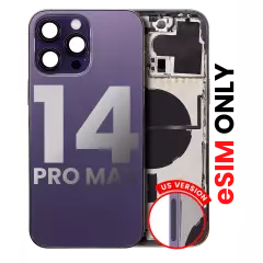 Back Housing W/ Small Pre-Installed Compatible For iPhone 14 Pro Max (U.S Version) (Aftermarket Plus) (Deep Purple)