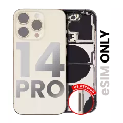 Back Housing W/ Small Parts For iPhone 14 Pro (US Version) (Used OEM Pull: Grade B) (Gold)