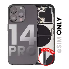 Back Housing W/ Small Parts For iPhone 14 Pro (US Version) (Used OEM Pull: Grade C) (Space Black)