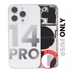 Back Housing W/ Small Parts For iPhone 14 Pro (US Version) (Used OEM Pull: Grade A) (Silver)