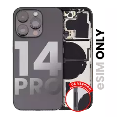 Back Housing W/ Small Parts For iPhone 14 Pro (US Version) (Used OEM Pull: Grade A) (Space Black)