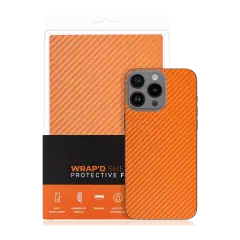 Wrapd Protective Film - Skin - Carbon Fiber Pattern (Orange) (120MM*190MM) (10 Pack)