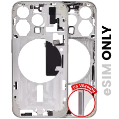 Mid-Frame Housing With Power And Volume Button Compatible For iPhone 15 Pro (US Version) (Used OEM Pull: Grade B) (White Titanium)