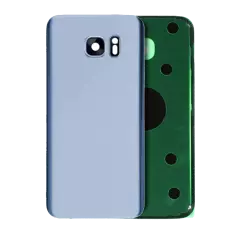 Back Cover Glass With Camera Lens Compatible For Samsung Galaxy S7 Edge (No Logo) (Aftermarket Plus) (Coral Blue)