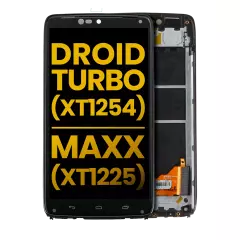 LCD Assembly With Frame Compatible For Motorola Droid Turbo (XT1254 / 2014) / Moto Maxx (XT1225) (Refurbished) (Black)