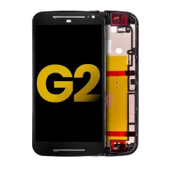 LCD Assembly With Frame Compatible For Motorola Moto G2 (XT1068 / 2014) (Refurbished) (Black)
