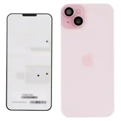 Back Glass With Steel Plate With Wireless NFC Charging MagSafe Magnet &amp; Flashlight Flex Compatible For IPhone 15 Plus (Genuine OEM) (Pink)