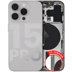 Back Housing W/ Small Pre-Installed Compatible For iPhone 15 Pro (US Version) (Used OEM Pull: Grade A) (Natural Titanium)