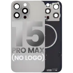 Back Glass With Steel Plate With MagSafe Magnet Pre-Installed Compatible For iPhone 15 Pro Max (No Logo) (Natural Titanium)