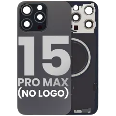 Back Glass With Steel Plate With MagSafe Magnet Pre-Installed Compatible For iPhone 15 Pro Max (No Logo) (Black Titanium)