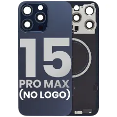 Back Glass With Steel Plate With MagSafe Magnet Pre-Installed Compatible For iPhone 15 Pro Max (No Logo) (Blue Titanium)