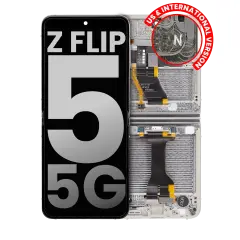 Inner OLED Assembly With Frame Compatible For Samsung Galaxy Z Flip 5 5G (US & International) (Used OEM Pull: Grade A) (Cream)