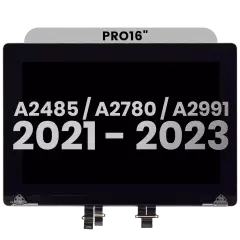 Complete LCD Display Assembly Compatible For MacBook Pro 16" (A2485 / Late 2021) / (A2780 / Late 2023 / (A2991 / Late 2023)  (Used OEM Pull: Grade B) (Space Gray)
