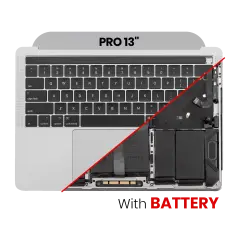 Top Case Assembly (With Battery And Keyboard) Compatible For MacBook Pro 13" (A1989 / Late 2018 / Early 2019) (US Keyboard) (Used OEM Pull: Grade A) (Silver)