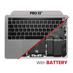 Top Case Assembly With Battery And Keyboard Compatible For MacBook Pro 13" (A2251 / Mid 2020) (US Keyboard)(Used OEM Pull: Grade B) (Space Gray)