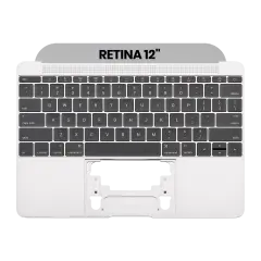 Top Case With Keyboard And Microphone Compatible For MacBook Retina 12" (A1534 / Early 2016 / Mid 2017) (US English) (Used OEM Pull: Grade B/C) (Space Gray)