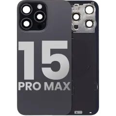 Back Glass With Steel Plate With Wireless NFC Charging MagSafe Magnet & Flashlight Flex Compatible For iPhone 15 Pro Max (Used OEM Pull: Grade B) (Black Titanium)