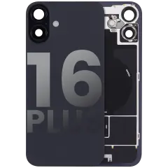 Back Glass w/ MagSafe Magnet & NFC & Flashlight Flex For iPhone 16 Plus (Used OEM Pull: Grade B) (Black)