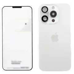 Back Glass With Steel Plate With Wireless NFC Charging MagSafe Magnet & Flashlight Flex Compatible For IPhone 15 Pro (Genuine OEM) (Titanium White)