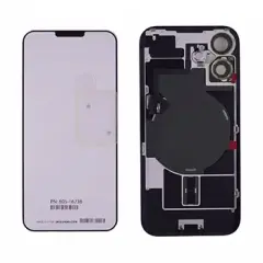 Back Glass With Steel Plate With Wireless NFC Charging MagSafe Magnet & Flashlight Flex Compatible For iPhone 16 plus (UK / EU Version) (Genuine OEM) (Pink)