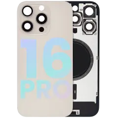 Back Glass With Steel Plate With MagSafe Magnet Pre-Installed Compatible For iPhone 16 Pro (Service Pack) (Desert Titanium) 