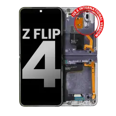 Inner OLED Assembly With Frame Compatible For Samsung Galaxy Z Flip 4 5G (US & International) (Used OEM Pull: Grade B/C) (Bora Purple)