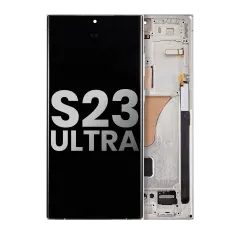 OLED Assembly With Frame Compatible For Samsung Galaxy S23 Ultra 5G (US & International) (Used OEM Pull: Grade B/C) (Cream)