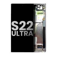 OLED Assembly With Frame Compatible For Samsung Galaxy S22 Ultra 5G (Used OEM Pull: Grade B/C) (Phantom White)