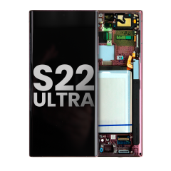 OLED Assembly With Frame Compatible For Samsung Galaxy S22 Ultra 5G (Used OEM Pull: Grade B/C) (Burgundy)