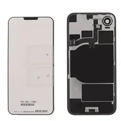 Back Glass With Steel Plate With Wireless NFC Charging MagSafe Magnet & Flashlight Flex Compatible For iPhone 16e (Genuine OEM) (Black)