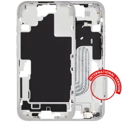 Mid-Frame Housing With Power And Volume Button Compatible For iPhone 16 (International Version) (Used OEM Pull: Grade A) (White)