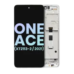 LCD Assembly With Frame Compatible For Motorola One 5G Ace (XT2113-2 / 2021) (Genuine OEM) (Frosted Silver)