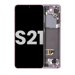 OLED Assembly With Frame Compatible For Samsung Galaxy S21 5G (Used OEM Pull: Grade B/C) (Phantom Violet)