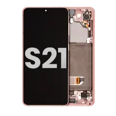 OLED Assembly With Frame Compatible For Samsung Galaxy S21 5G (Used OEM Pull: Grade A) (Phantom Pink)