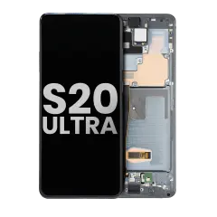 OLED Assembly With Frame Compatible For Samsung Galaxy S20 Ultra 5G (Used OEM Pull: Grade B/C) (Cosmic Gray)