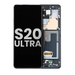 OLED Assembly With Frame Compatible For Samsung Galaxy S20 Ultra 5G (Used OEM Pull: Grade B/C) (Cosmic Black)