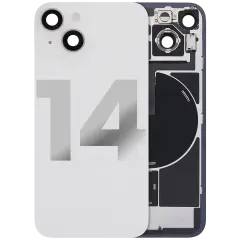 Back Glass With Steel Plate With Wireless NFC Charging MagSafe Magnet & Flashlight Flex Compatible For iPhone 14 (Used OEM Pull: Grade B) (Starlight)