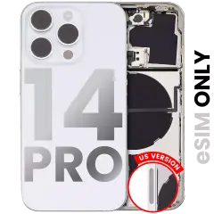 Back Housing W/ Small Parts For iPhone 14 Pro (US Version) (Used OEM Pull: Grade C) (Silver)