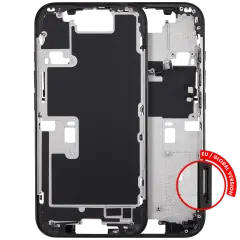 Mid-Frame Housing With Power And Volume Button For iPhone 16 Pro (EU / Global Version) (Aftermarket Plus) (Black Titanium)