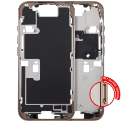 Mid-Frame Housing With Power And Volume Button For iPhone 16 Pro (EU / Global Version) (Aftermarket Plus) (Desert Titanium)