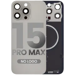 Back Glass w/ MagSafe Magnet For iPhone 15 Pro Max (Aftermarket) (Natural Titanium) (No Logo)