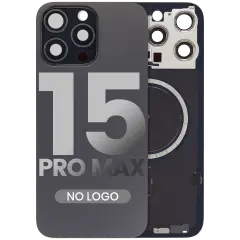 Back Glass w/ MagSafe Magnet For iPhone 15 Pro Max (Aftermarket) (Black Titanium) (No Logo)