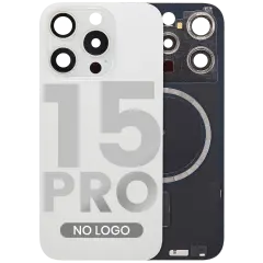 Back Glass w/ MagSafe Magnet For iPhone 15 Pro (Aftermarket) (White Titanium) (No Logo)