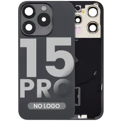 Back Glass w/ MagSafe Magnet & NFC & Flashlight Flex For iPhone 15 Pro (Aftermarket) (Black Titanium) (No Logo)